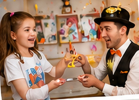 Entertainer performing with children
