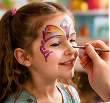 Face painting at a children's party